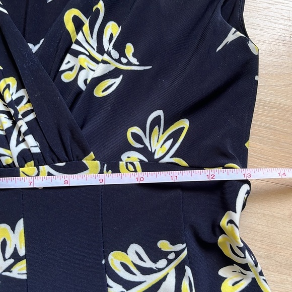 LAUREN Ralph Lauren Floral Print Fit & Flare Dress Navy Yellow Size 0 Petite - Picture 7 of 10